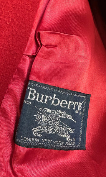 BURBERRY'S Vintage 80s Red Wool and Cashmere Parka • Medium
