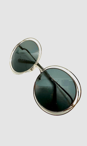 Chloé Oversized Sunglasses w/ Round Silver Wire Frames