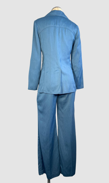 SUIT UP 70s Monochromatic Jacket and Pants Blue Suit • Small