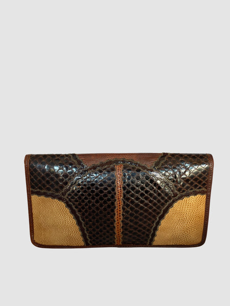 CARLOS FALCHI 80s Patchwork Snake and Lizard Leather Clutch