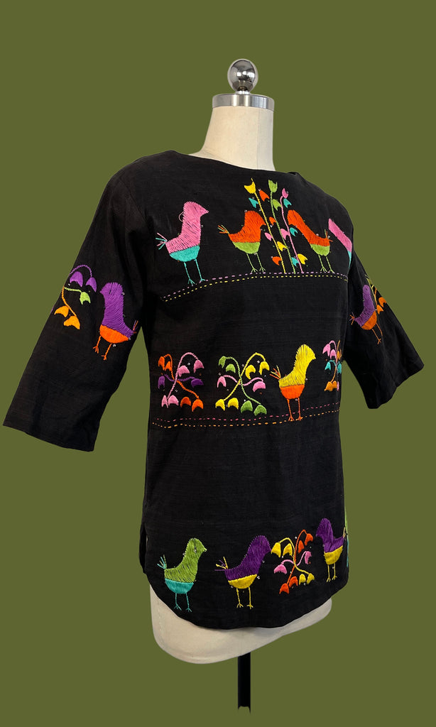 NICE FOLK 60s Embroidered Mexican Blouse by Nelly, Small
