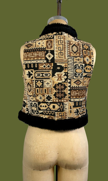 SAKS FIFTH AVE 60s Tapestry Vest, Small Medium