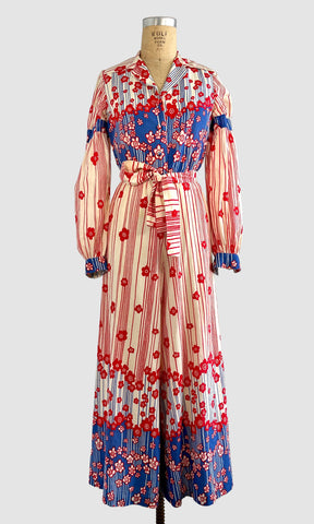 MALCOLM STARR 60s Flower Power Palazzo Pant Jumpsuit • Sm Med