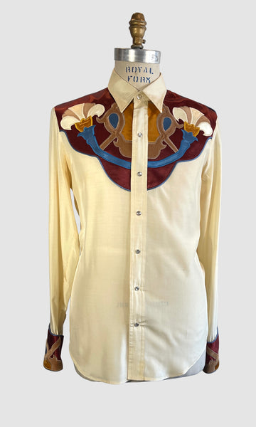 ANNA ZAPP Original 70s Floral Western Shirt • Medium
