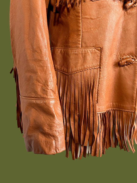 RODEO QUEEN 50s Chris Line Originals Western Fringe Leather, Size Medium