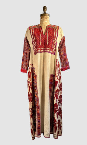 PALESTINIAN 30s 40s Hand Embroidered Dress • Small Medium