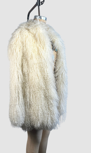 MONGOLIAN PLUSH  70s Penny Lane Sheep Fur Coat • Small Medium