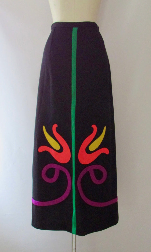 FLOWER POWER Vintage Alex Colman 60s Skirt with Tulip Applique, Size Small