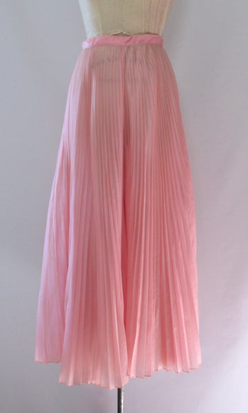 SHEER MAGIC 70s Pink Pleated Organza Palazzo Pants, Small