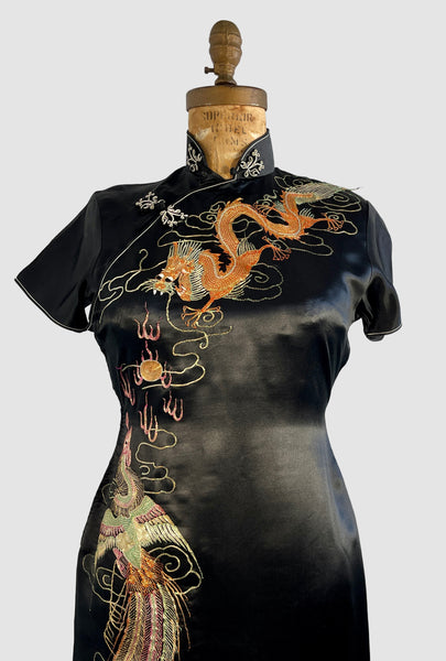 DRAGON AND PHOENIX 40s Silk Embroidered Qipao Cheongsam • Small Medium