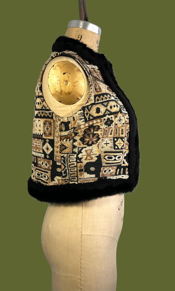 SAKS FIFTH AVE 60s Tapestry Vest, Small Medium