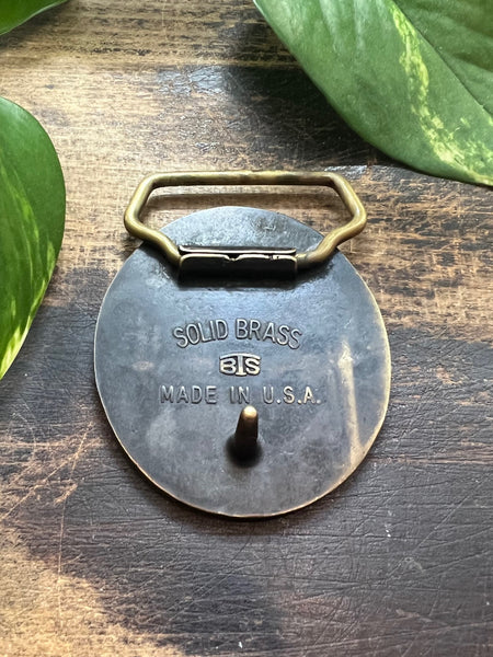 BUCKLE UP 1970's Solid Brass Ornate Belt Buckle