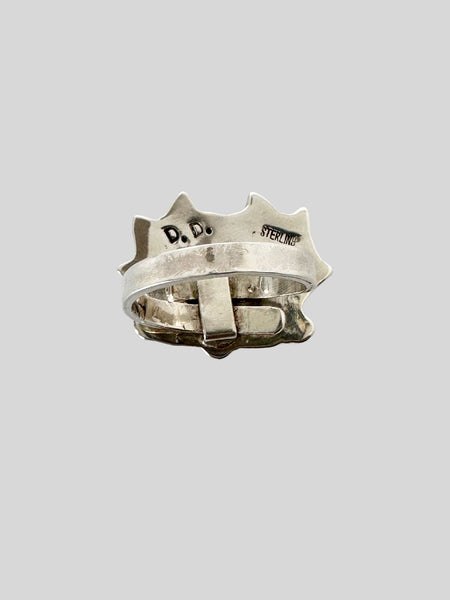 BOOP OOP A DOOP Betty Boop Spiny Oyster Jet & Mother of Pearl Inlay Zuni Ring, Size 7