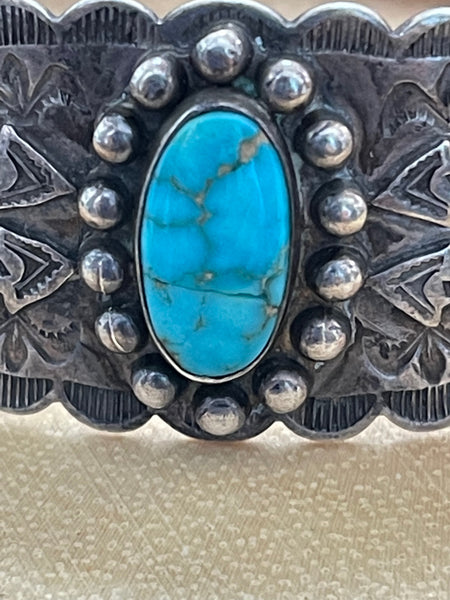PROTECTIVE ARROWS Navajo Fred Harvey Era Silver & Turquoise Cuff