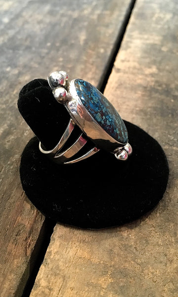 FEELING BLUE Chimney Butte Sterling Silver & Bisbee Turquoise Ring, Size 9