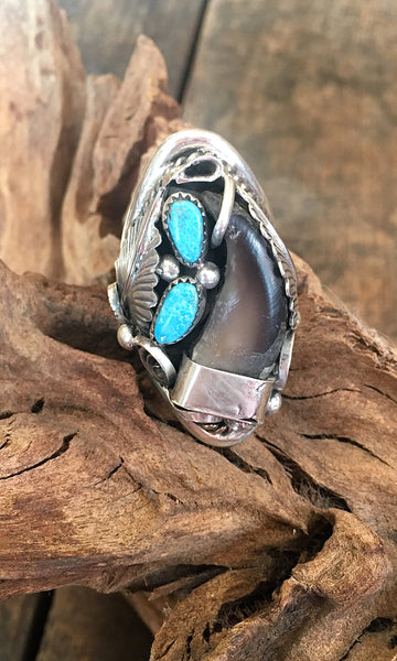 RING IT ON Navajo Turquoise Silver Ring Handcrafted Badger Claw, Sz 11