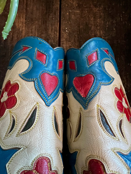 MONTANA Swallow Vintage Western Leather Inlay Boots, Women's Size 5