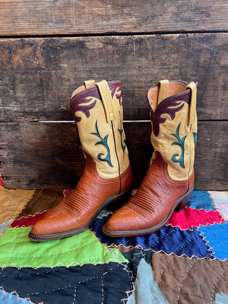 SOUTHWEST RIDGE Tri-Tone Leather Cowgirl Boots, Women's Size 6
