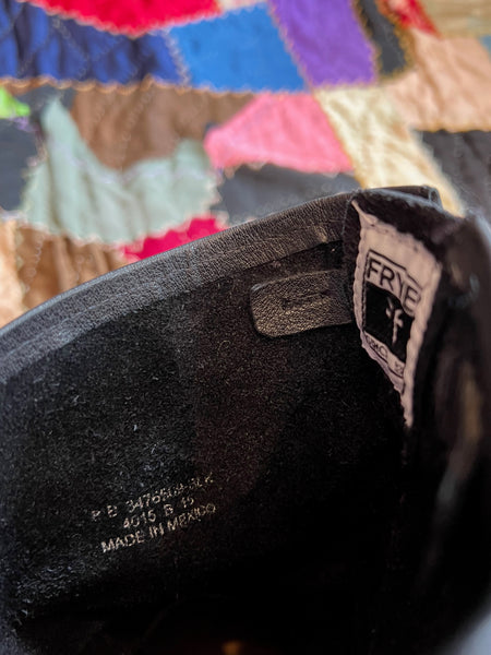 FRYE Vintage Black Leather Boots, Women's Size 8