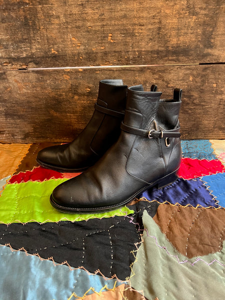 BALENCIAGA Black Ankle Designer Boots, Women's 37 1/2