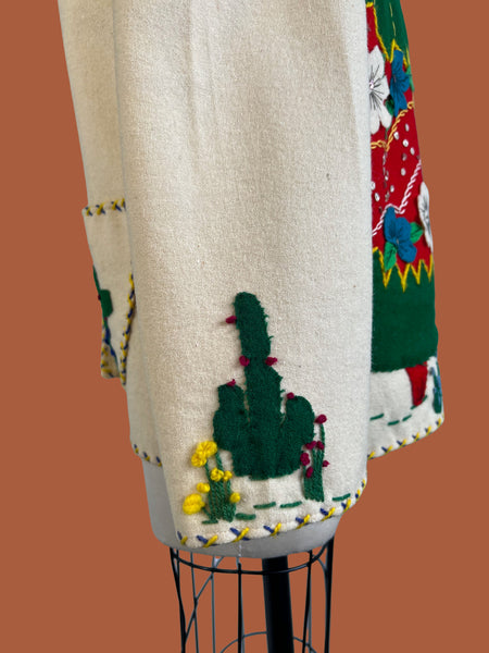1950s Mexican Tourist Souvenir Felt Jacket by Garcia Leal, Size M/L