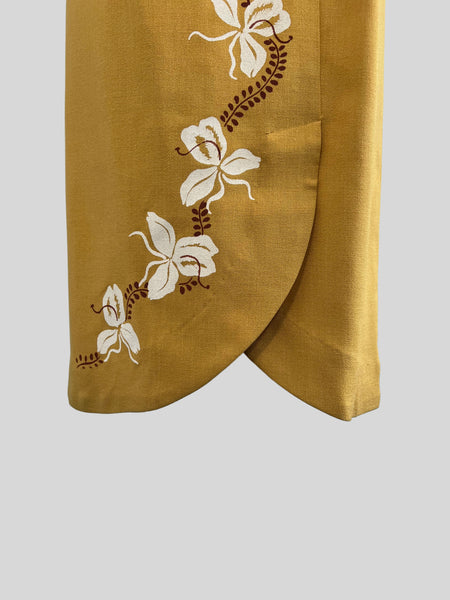 Deadstock 1960's Hawaiian Orchid Tiki Dress by Lauhala, Size XS