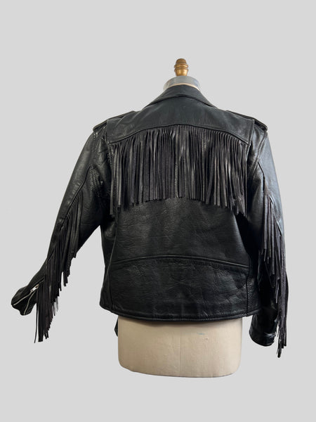 BIKER ESSENTIAL Vintage 80's 90s Wild Rider Fringe Jacket, Men's Size Med/Large