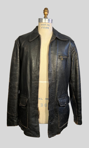 Vintage 50s Appalachian Steer Hide Leather Jacket, Men's Size Large