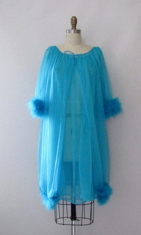 DREAM ON 60s Sheer Peignoir Set, Nightgown & Bed Jacket, Size Medium
