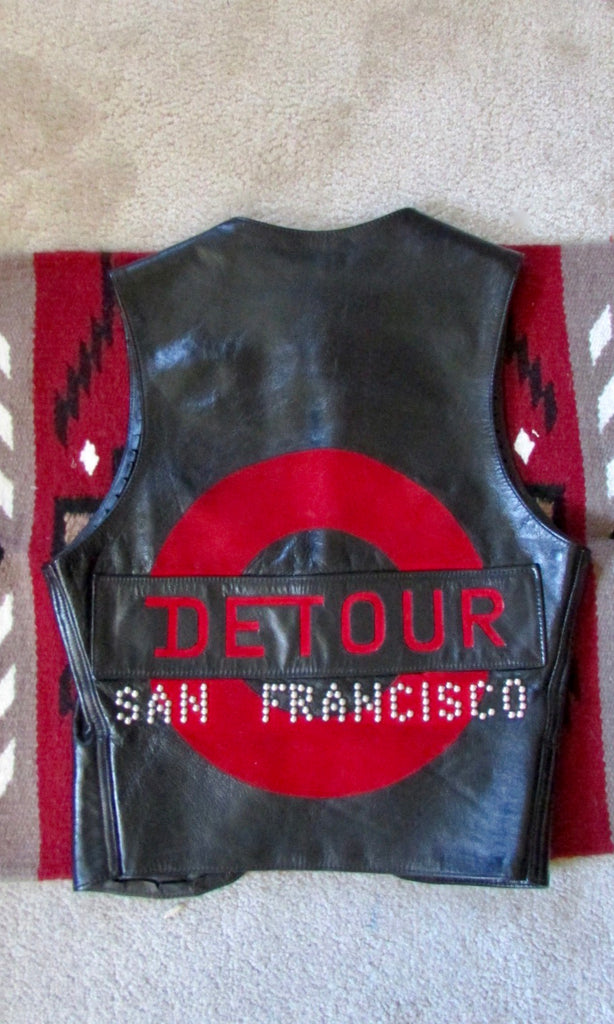 DETOUR SAN FRANCISCO 90s Leather Studded Vest, Mens Size Small