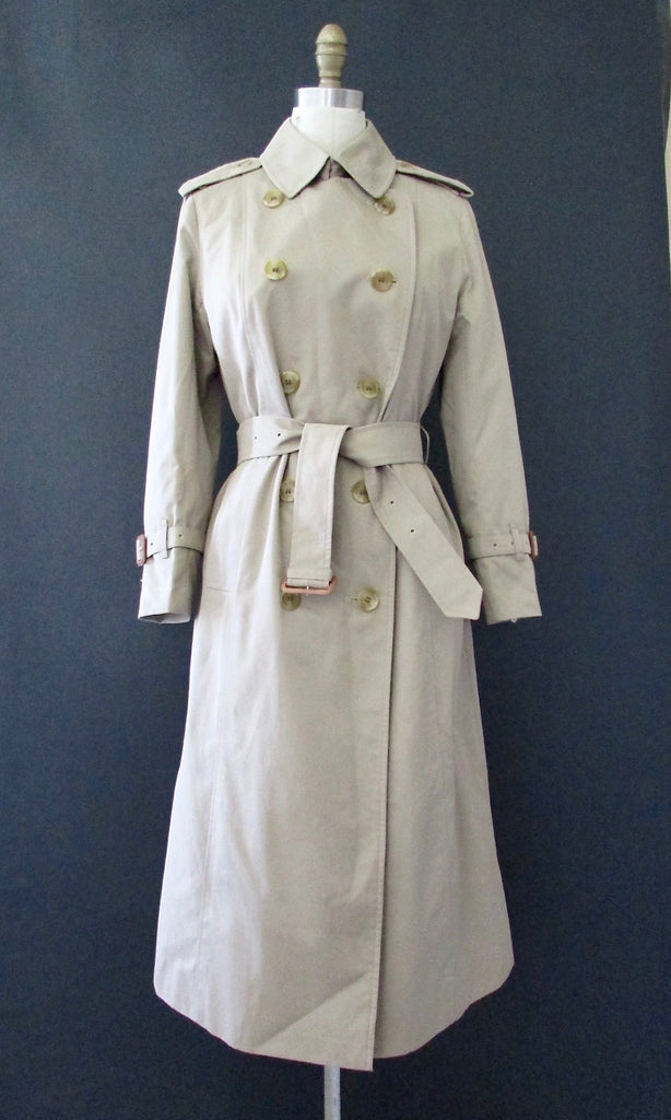 BURBERRY 80s Belted Trench Coat with Nova Check Lining, Size Small