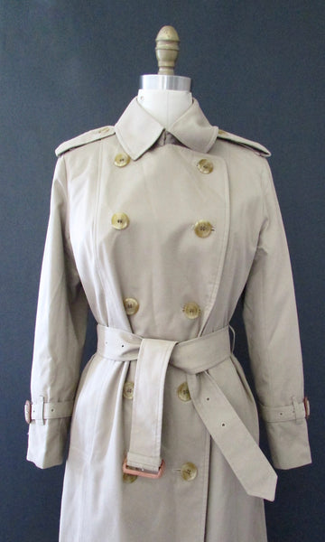 BURBERRY 80s Belted Trench Coat with Nova Check Lining, Size Small