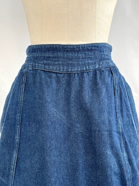 CLAUDE MONTANA 80s Denim Mini Skirt, Size Small
