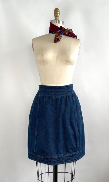 CLAUDE MONTANA 80s Denim Mini Skirt, Size Small