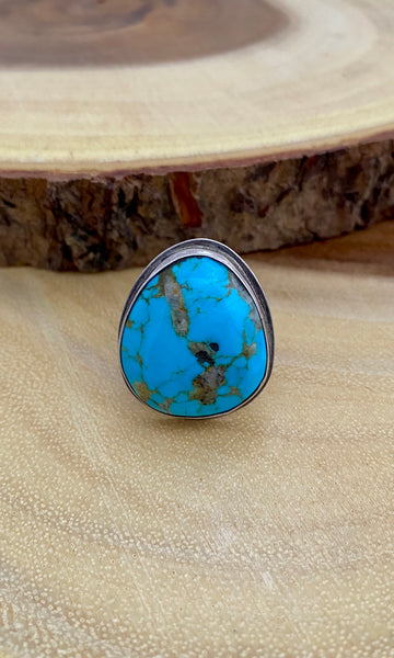 OCEAN BLUE Sterling Silver & Turquoise Ring , Size 10 1/2