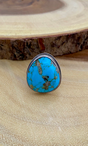 OCEAN BLUE Sterling Silver & Turquoise Ring , Size 10 1/2
