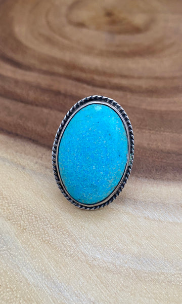 PALE BLUE Sterling Silver & Turquoise Ring, Size 7 1/4