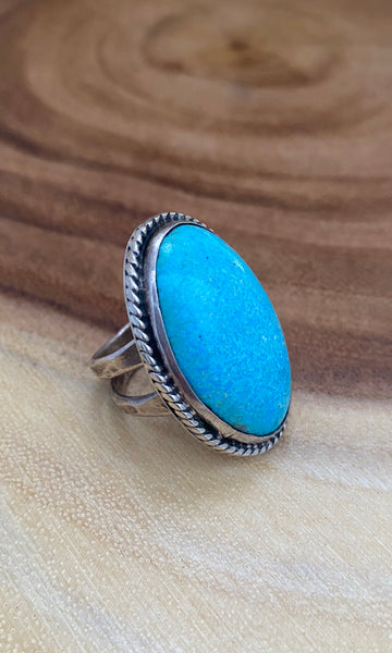 PALE BLUE Sterling Silver & Turquoise Ring, Size 7 1/4