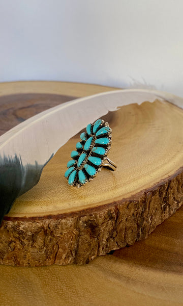 BLUE DEW Navajo Silver & Blue Howlite Needlepoint Ring by Juliana William