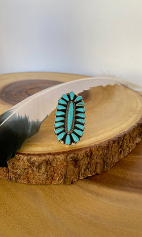BIG BLUE Navajo Silver & Blue Howlite Needle Point Ring by Dean Brown