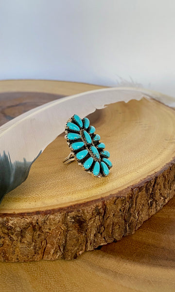 BLUE DEW Navajo Silver & Blue Howlite Needlepoint Ring by Juliana William