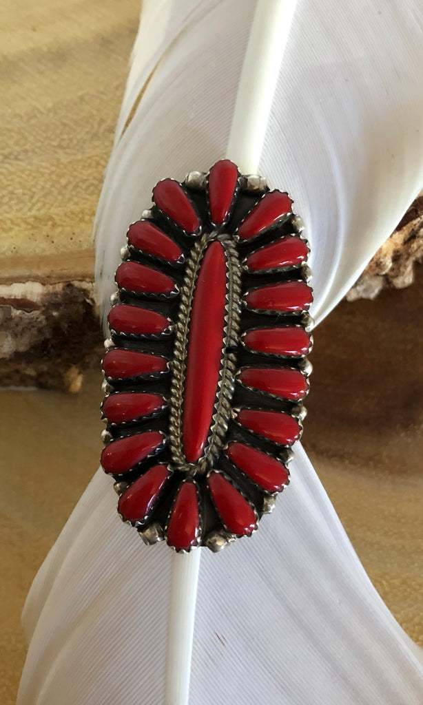 MEAN REDS Silver & Red Howlite Navajo Ring | Size 6