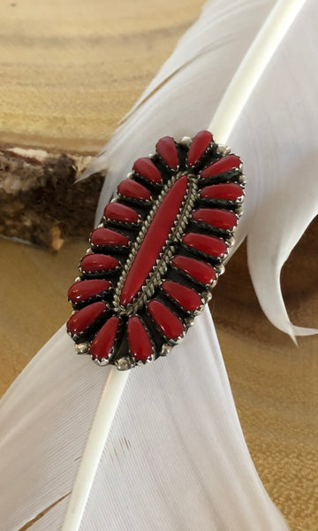 MEAN REDS Silver & Red Howlite Navajo Ring | Size 6