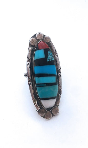 RING IT ON Zuni 70s Large Statement Silver Ring, Size 10 1/2