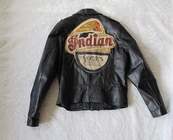 INDIAN MOTORCYCLE 90s Baja California Leather Biker Jacket, Medium Large