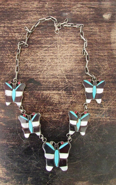 CAROL KEE Vintage 60s 70s Butterfly Zuni Necklace