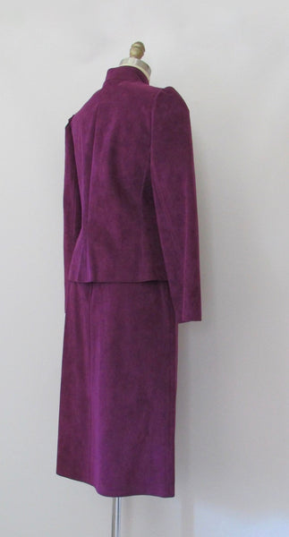 PLUM PRETTY Jane Andre 80s 2 Piece Jacket & Skirt Ultrasuede Suit, Size Small