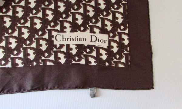 CHRISTIAN DIOR 70s Silk Oblique Logo Monogram Scarf