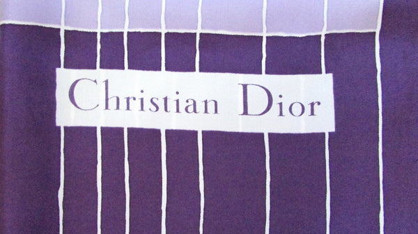 CHRISTIAN DIOR Vintage 70s Deco Inspired Silk Purple Scarf