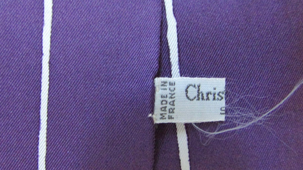 CHRISTIAN DIOR Vintage 70s Deco Inspired Silk Purple Scarf